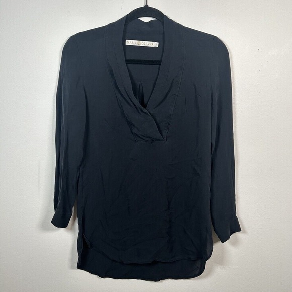 Marie Oliver Womens Top Blouse Black Silk Size Small - Picture 1 of 6
